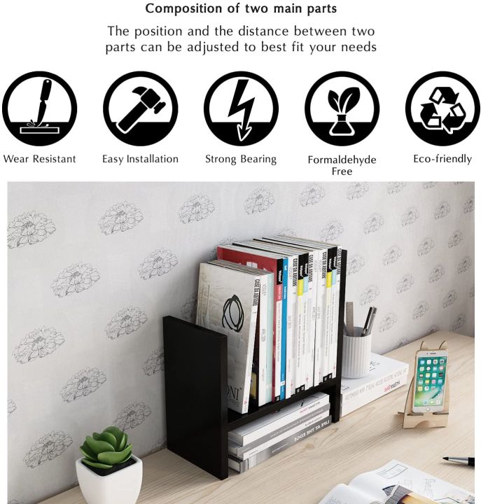 Desktop%20Organizer%20Office%20Storage%20Rack%20Adjustable%20Wood%20Display%20Shelf%20-%20Free%20Style%20Double%20H%20Display%20-%20True%20Natural%20Stand%20Shelf%20-%20Black%20-%20Image%205