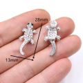 6pcs Silver Plated Handmade Rhinestone 3D Giant Salamander Pendant DIY Charm Earrings Bracelet Jewelry Crafts Metal Accessories. 
