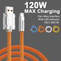 120W 6A Liquids Silicone Super Fast Charge USB Cable With LED Light Type-C & Micro USB For Xiaomi Huawei Samsung Vivo 1M. 