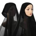Ready-to-Wear Chiffon Georgette Hijab with Stitched Jersey Cap - Pinless, Instant Style for Women. 