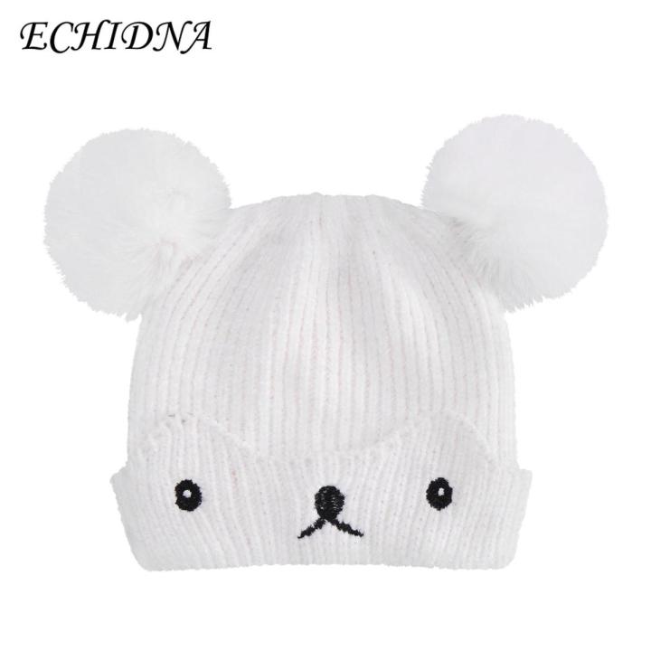 ECHIDNA Toddler Hat Embroidery Face Newborn Baby Knitting Hat