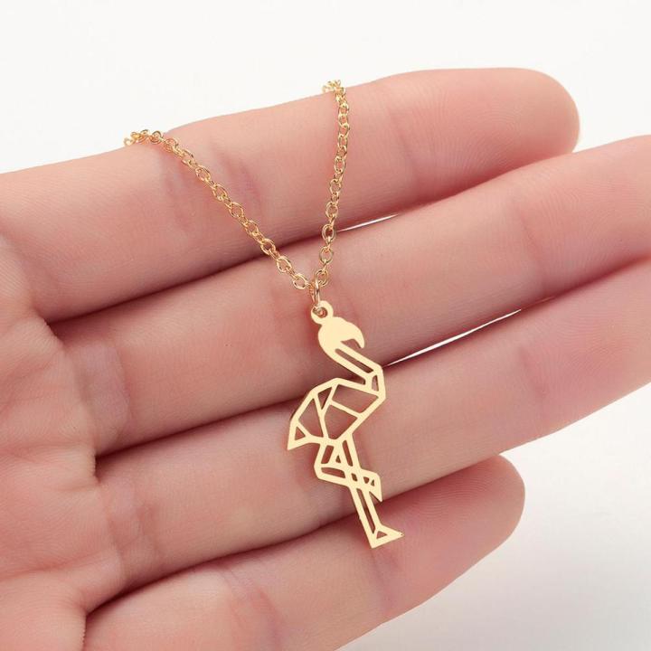 Chandler Stainless Steel Flamingo Necklace Tropical Bird Collars Gold Gold Exotic Bird Kid Jewelry Teen Party S