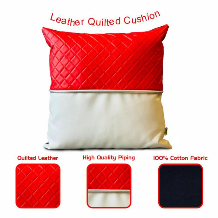 Relaxsit Quilted Leather Decorative Throw Pillow Cushions Modern Solid indoor or Outdoor use Cushion Luxury Pillow cases for Couch Sofa  throw pillows Bed or Car - 16x16 Inches