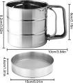 Stainless Steel Flour Sieve, 3 Cup Rotating Crank Pastry Sieve Flour Kitchen Craft Stainless Steel for Home Bakeries Pastries Flour Ice Sugar. 