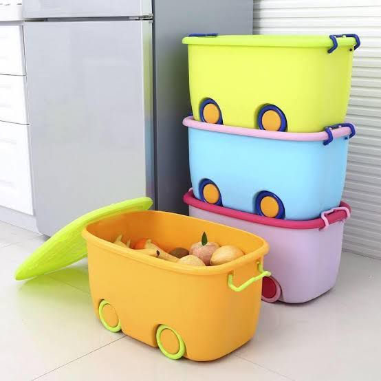 Children Toy Storage Box Wheeled Plastic Organizer Sorting