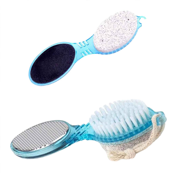 4 In 1 Multi Use Pedicure Paddle Brush - 4 Step Pedicure (Cleanse, Scrub, File And Buff)