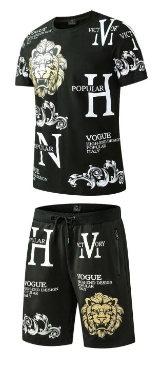 Men Summer The Lion 3D Printed T Shirt Shorts Suit