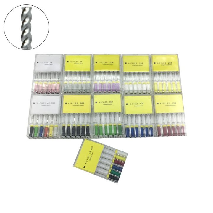 6Pcs/Pack K Files Tool Stainless Steel Rotary File 21mm 25mm