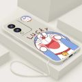 Vivo Y17s Cute Lucky Doraemon Phone Cover Liquid Silicon Case Shockproof Casing. 