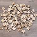 100Pcs Wood Flower Shape Unfinished Wooden Cutouts Craft DIY Decor. 