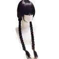 Wednesday Addams Cosplay Costume Black Short Sleeve Ball Dress Outfits for Women Kids Halloween Evening Party Roleplay wigs. 