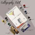 Calligraphy Deal for Beginners and Artists, Includes: Calligraphy A4 Pad, a Qalam Set,  Dip pen Set,, 6-colored Ink Set, Calligraphy Ink. 