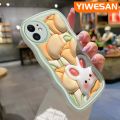 YIWESAN For VIVO Y1s Y91C Case 3D Flowers Rabbit Pattern Cream Wave Border Soft Clear Shockproof Phone Cases Creative Camera Transparent Casing Simple Gentle Protective Cover. 