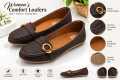 Women’s Brown & Baby Pink Loafers | Gold Buckle Perforated Slip-On Casual Shoes JOJO Shoes. 