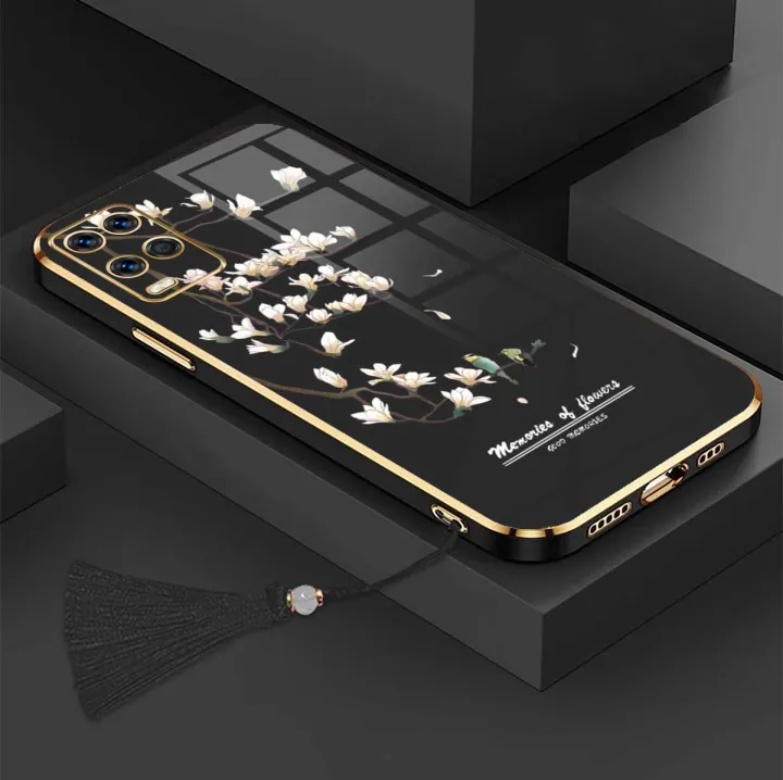 Casing%20For%20OPPO%20A54%204G%20Luxury%20Beautiful%20mapies%20with%20flower%20Camera%20Protection%20Phone%20Case%20Plating%20Edges%20Silicone%20Soft%20Cover%20With%20Free%20Lanyard%20-%20Image%202