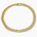 2023 New 18k Gold Plated Thick Cuban Chain Necklace Sparkling Diamond Miami Chain Link Necklace Men. 