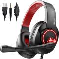Eksa T8 Ps4 Gaming Wired Over Ear Headphones With Mic With Noise Canceling, Pc With Surround Stereo Sound, Led Light For Ps4, Pc, Laptop. 
