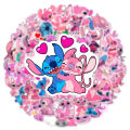 50pcs Kawaii Disney Lilo Stitch Angel Stickers Cute Pink Anime Character Sticker DIY Phone Diary Luggage Graffiti Decals. 