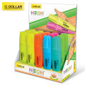 Dollar Neon Highlighter Pen (4-pcs/pack) Text marker - Chisel Tip 1-5mm, Fluorescent Ink, Round & Flat Shapes, Non-Toxic & Fade Proof, 1mm + 5mm Line Widths – Perfect for Office, School, and Home | Dollar Highlighter. 