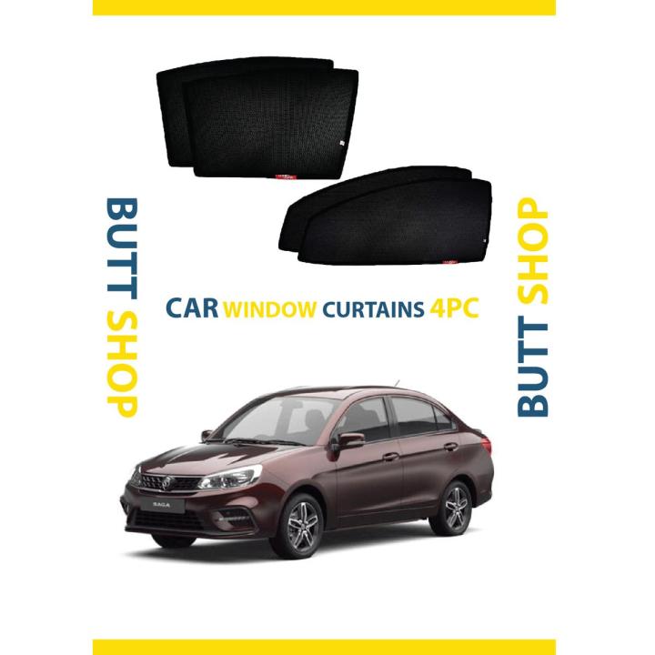 PROTON SAGA SUN SHADE / WINDOW CURTAINS (DARK) BLACK 4PCS