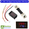 DC 100V 100A 3 Digit 5 Wires Red-Blue Digital LED Display Voltmeter With Shunt DC Volt/Amp Indicator by Electrica. 