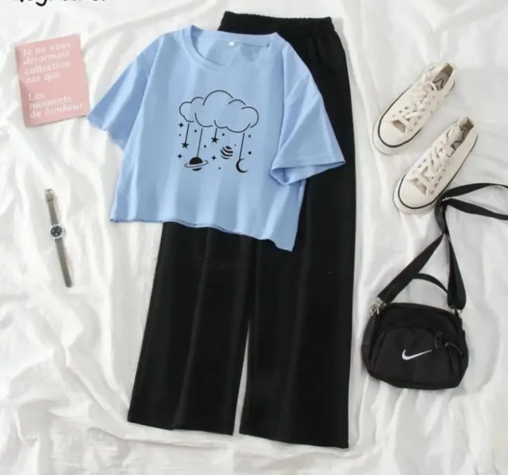 Summer%20Crop%20Top%20T-Shirt%20and%20Flapper%20Trouser%20Set%20for%20Women,%20Free%20Size%20-%20Image%206