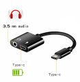 2 in 1 Type C to 3.5MM Audio Aux Adapter USB C Sound Card Adapter AUX Adapter Cable Songs Call Charging Port Connector. 