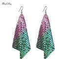 Korean Fashion Sequins Long Tassel Earrings Square Scaled Variable Earrings Party Latin Dance Earrings Wholesale. 