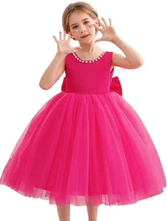 sleeveless%20Flares%20baby%20girls%20Net%20frocks%20with%20beads%20around%20Neck%20in%20pink%20and%20green%20color%202023%20-%20Image%203