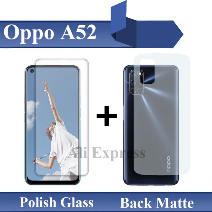 Oppo A52 Tempered Glass Screen Protector Polish Glass + Back Matte Protector Soft Skin Sheet Soft Film Protector For Oppo A52