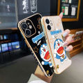 YIWESAN Case For Infinix Smart 5 Pro Case Cartoon Doraemon Cat Side New Design Phone Case Square Edge Pattern Silicone Softcase Luxury Plating Casing Full Cover Camera Shockproof Protection Cases. 