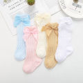 I LOVE DADDY&MUMMY-Cute Bowknot Baby Socks Cotton Bows Baby Girls Knee Socks Spring Summer Mesh Kids Infant Toddler Knee High Socks 0-2Y. 