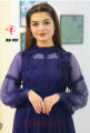 Star Garnet Fine Net Fancy Maxi For Girls/Ladies Ax-107 - Stay Elegant With A Garnet Maroon Maxi. 
