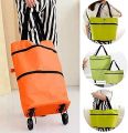 Foldable Trolley Bag, 2-in-1 Folding Trolley, Reusable Multifunctional Shopping Bag With Wheels. 