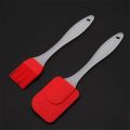2PCS Silicone Oil Brush and Spatula Set - Heat Resistant Cooking Utensil Tool Kit for BBQ, Kitchen, and Baking - Perfect for Oil, Condiments, and Cake Cream  - Essential Silicone Oil Brushes for BBQ and Cake Decorating - Versatile Kitchen Tool. 