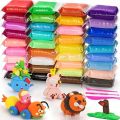 Super Clay Non Sticky Air Dry Clay, Fun Play Foam Bouncing DIY Kids Creative Art & Crafts Clay Putty Kit with Tools Modeling 12 Different Color Clay (Pack of 12 and pack of 24). 