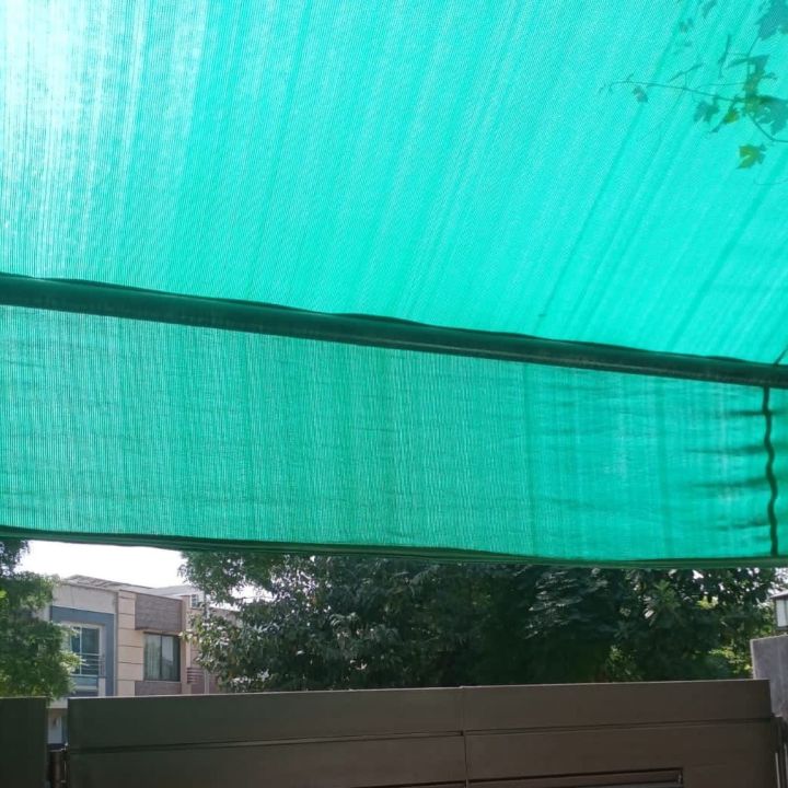 Green Nylon Shade Net.Size 7'x 16' FT  fabric for Sun protection. EQ-G6 Quality 50 FR High Density PE UV Resistant. For Lawn Cover, Home Shade Cover,Garden Cover,Pool Cover,Balcony Cover/Construction shade.Ideal for Home and outdoor screen Product.