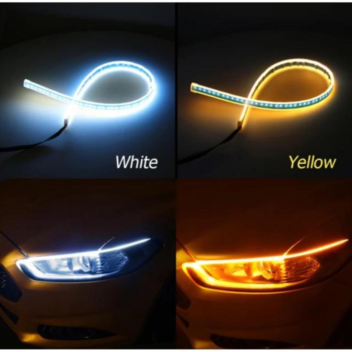 2 Pieces Flexible Silicon Car LED Strip Lights Daytime Running Light Strip DRL Lights