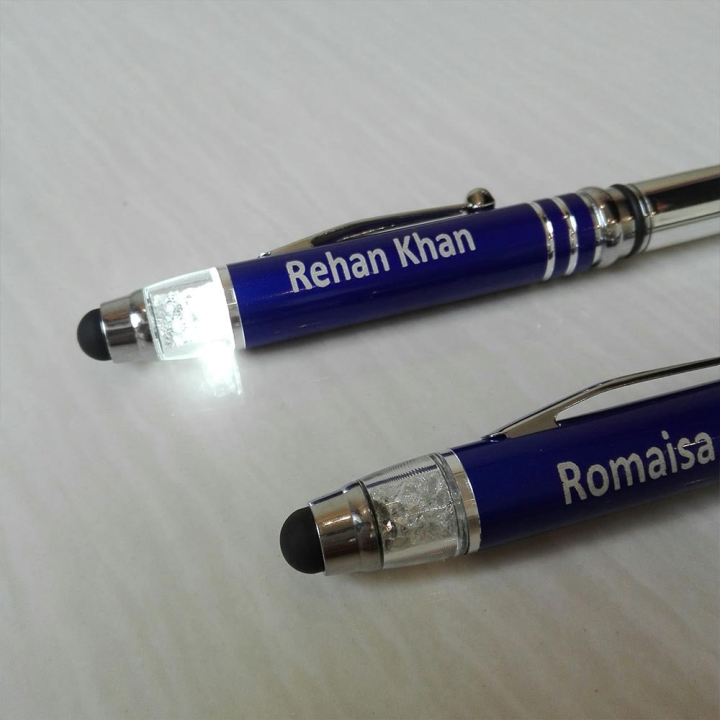 Metal Torch Pen With Crystal Light & Stylus | By MugArt.PK