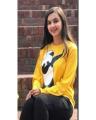Yellow Panda Dap Cotton Printed T-Shirt For Women. 