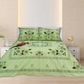 Fresh Green Cotton Embroidered Bed Sheet Set. 