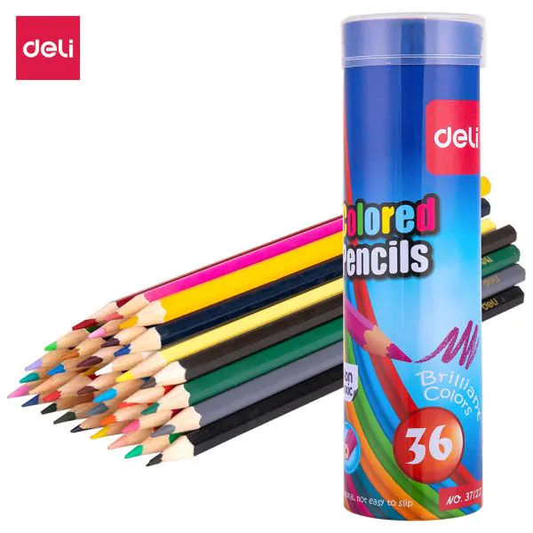 Deli Set of 36 Colored Pencils - Non Toxic - Hexagonal - Brilliant Colors - E37122