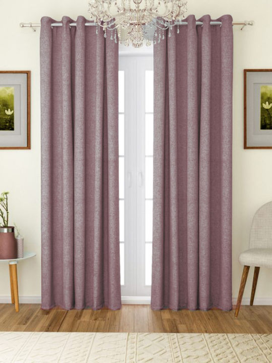 Mauve Jute Set of 2 Curtains