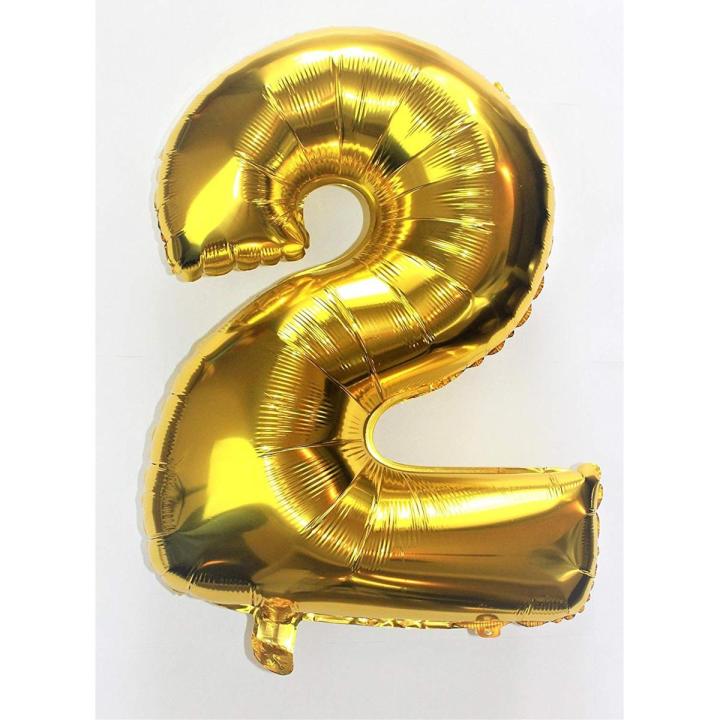 Golden Extra Large Digit 2 (Two)  - 32 Inches Giant Foil Number