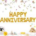 Happy Anniversary 16 Pcs Foil Banner Balloons, 16 Inch Alumunium Chrome Metallic Foil Baloon Set Reusable Material For Wedding, Nikkah, Marraige Anniversary Celebration, Letter Party Decoration, Party Supplies, Red Anniversary Balloon Banner, Gold, Silver. 