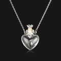 1pc Clear Heart Bottle Essential Oil Pendant Murano Glass Perfume Necklaces Stainless Steel Chain Perfumes Jewelry For Women. 