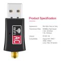 Wireless Wifi Adapter USB AC600 RTL8811CU Dual Band 600Mbps 2.4GHz-5GHz Antenna PC/Tablet Network Card Receiver 802.11b/n/g/ac. 