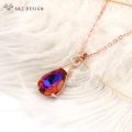 S&Z DESIGN New Fashion Water Drop Crystal Pendant necklace 585 Rose Gold Chain For Women Wedding Jewelry Simple Elegant Gift. 