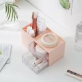 【FUN LIVE】 Novel Large Capacity Desk Accessories Pen Holder With Drawer Pencil Storage Box Desktop Organizer School Office Stationery. 