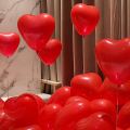 50 Red & White Heart Shape  Balloons Pack For Birthday Decoration & Anniversary & Wedding Balloons Decoration. 